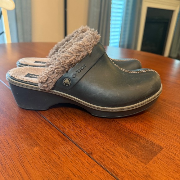 Crocs Cobbler Eva Clog Mule Faux Fur Lined Black Walnut Size 10 - Picture 1 of 10